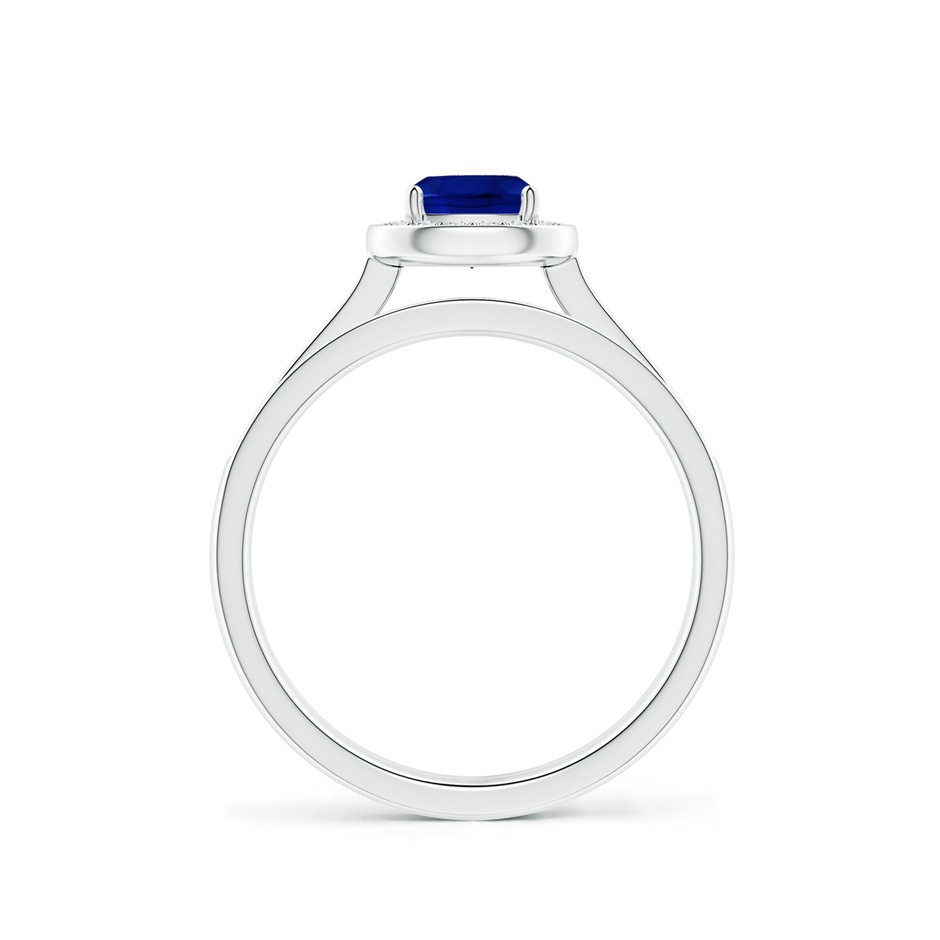 5mm AAAA Classic Cushion Blue Sapphire Bridal Set with Diamonds in P950 Platinum side-1