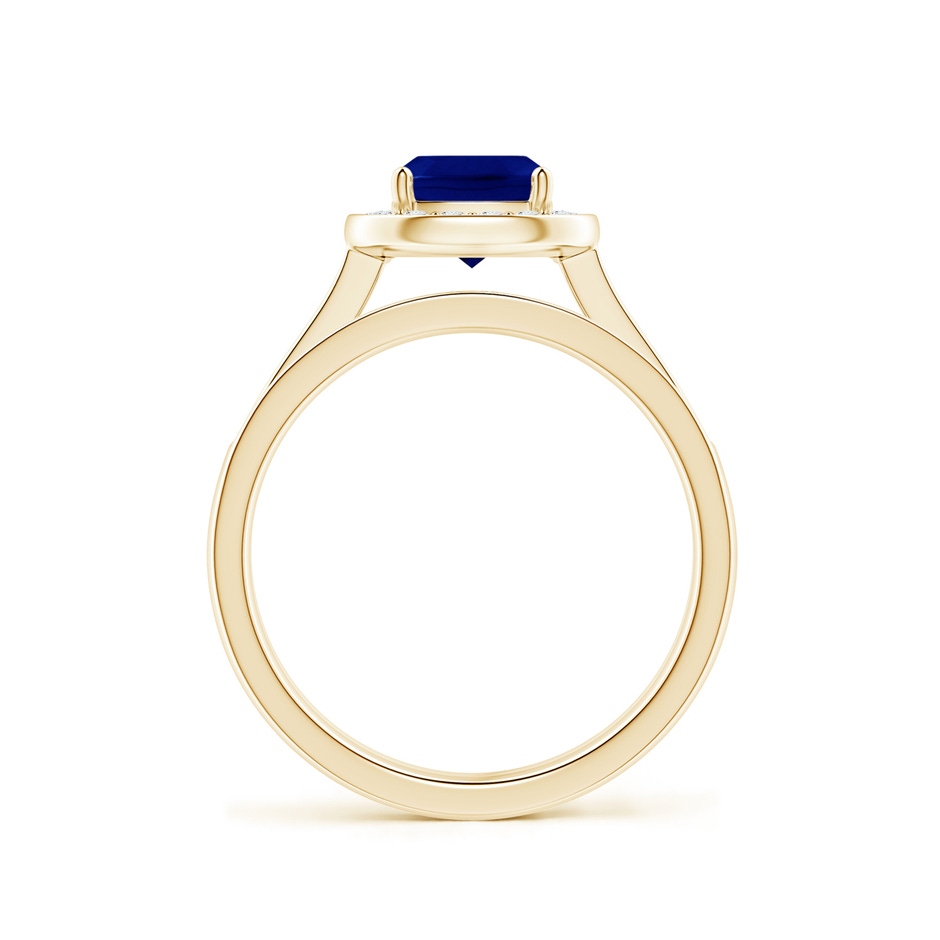 6mm AAA Classic Cushion Blue Sapphire Bridal Set with Diamonds in Yellow Gold side-1