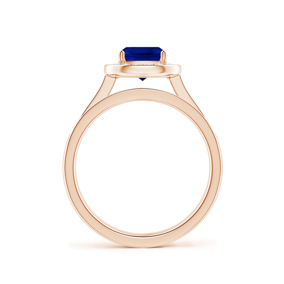 6mm AAAA Classic Cushion Blue Sapphire Bridal Set with Diamonds in Rose Gold side-1