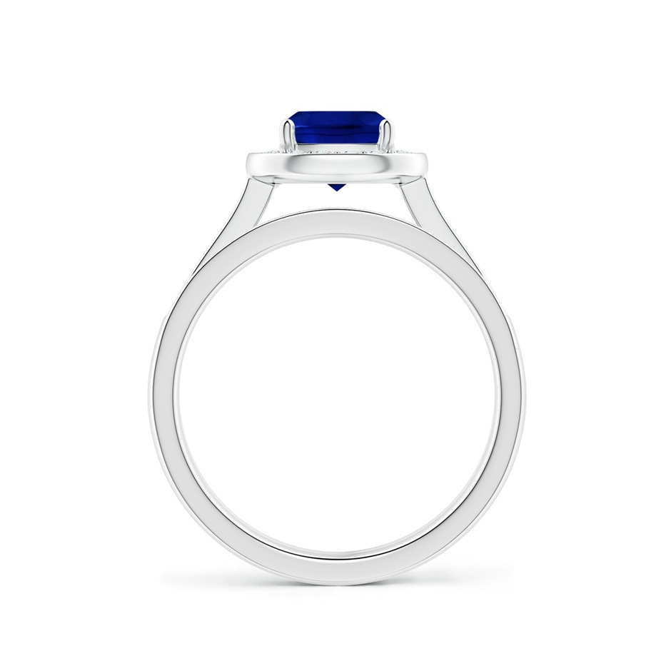 6mm AAAA Classic Cushion Blue Sapphire Bridal Set with Diamonds in White Gold side-1