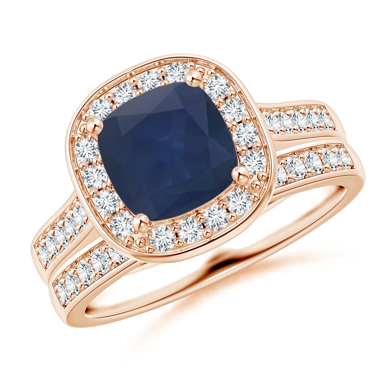 A - Blue Sapphire / 2.22 CT / 14 KT Rose Gold