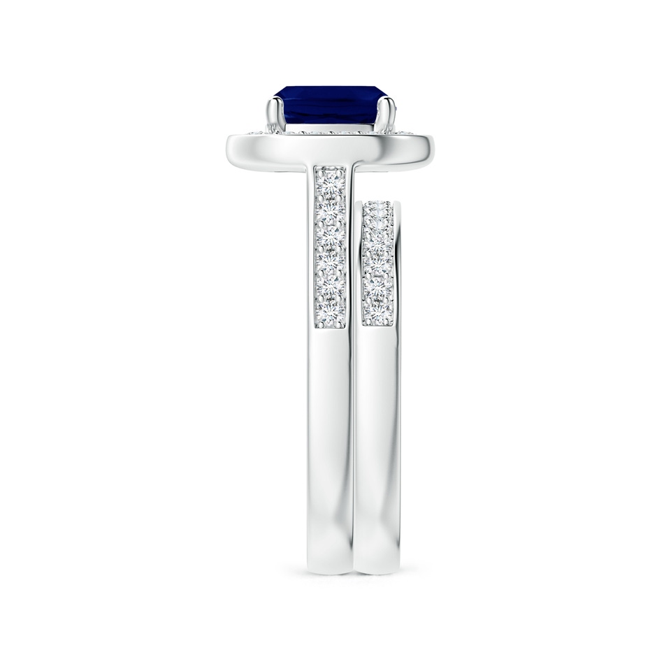 7mm AA Classic Cushion Blue Sapphire Bridal Set with Diamonds in P950 Platinum side-2