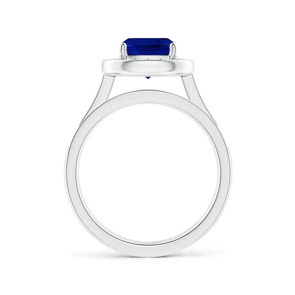 7mm AAAA Classic Cushion Blue Sapphire Bridal Set with Diamonds in P950 Platinum side-1