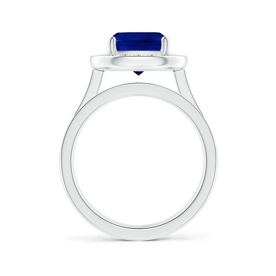 8mm AAAA Classic Cushion Blue Sapphire Bridal Set with Diamonds in P950 Platinum side-1
