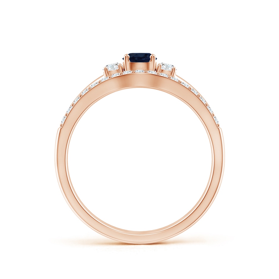 4mm A Sapphire and Diamond Three Stone Bridal Set in Rose Gold side-1