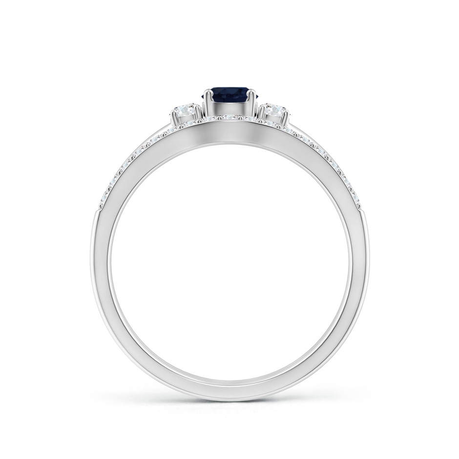 4mm A Sapphire and Diamond Three Stone Bridal Set in White Gold side-1