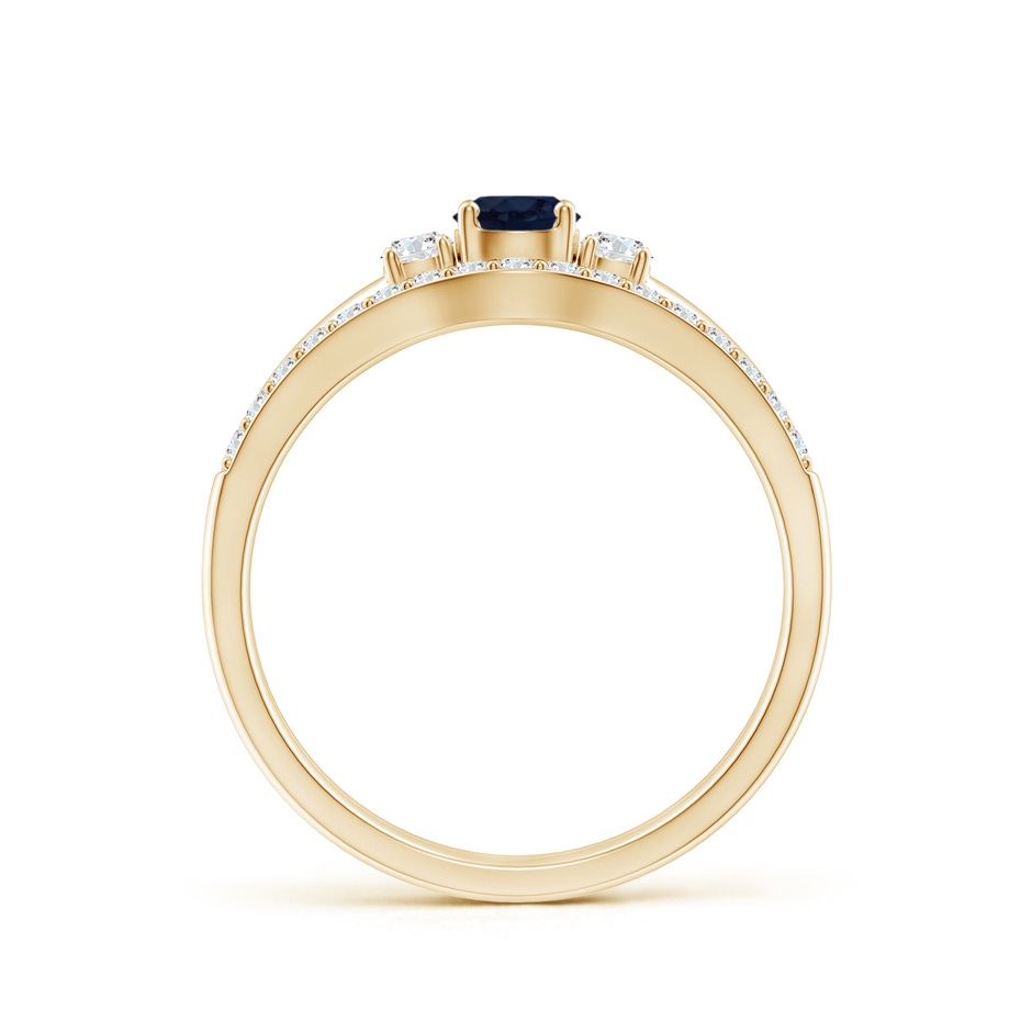 4mm A Sapphire and Diamond Three Stone Bridal Set in Yellow Gold side-1