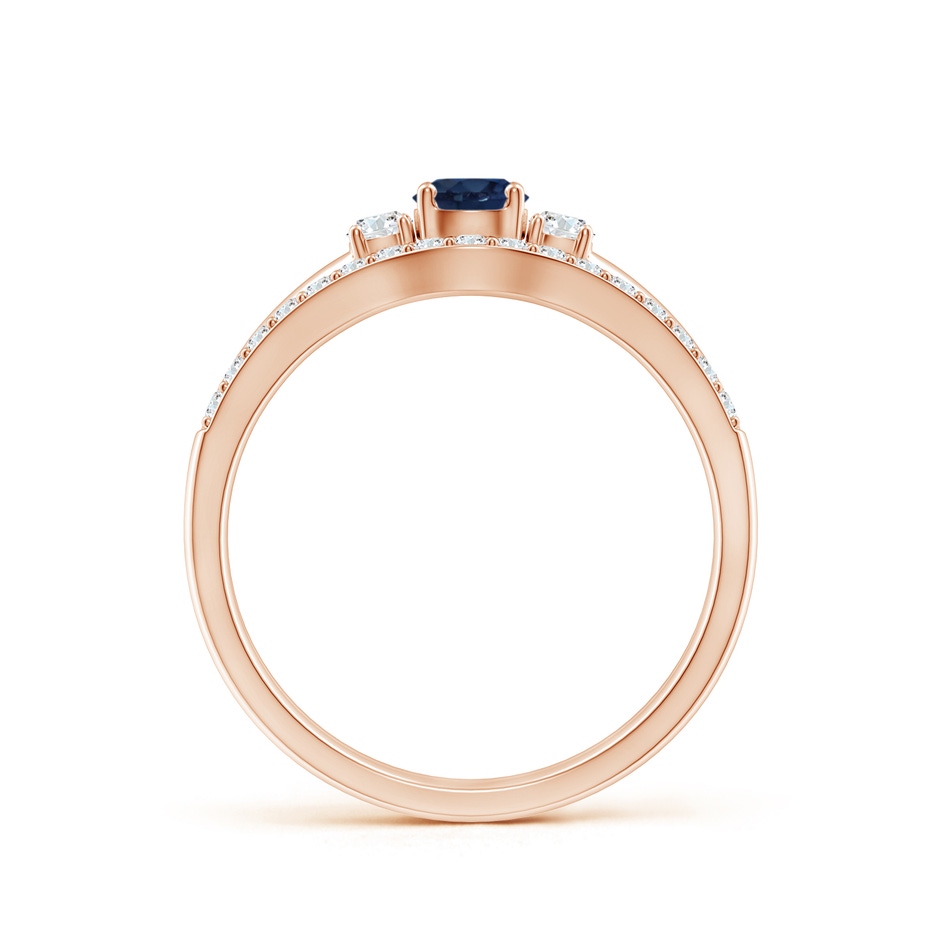 4mm AA Sapphire and Diamond Three Stone Bridal Set in Rose Gold side-1