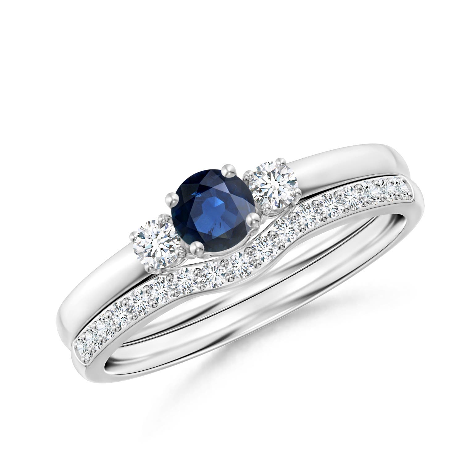 AA - Blue Sapphire / 0.64 CT / 14 KT White Gold