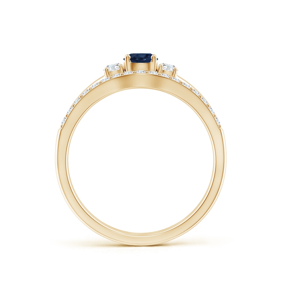 4mm AA Sapphire and Diamond Three Stone Bridal Set in Yellow Gold side-1