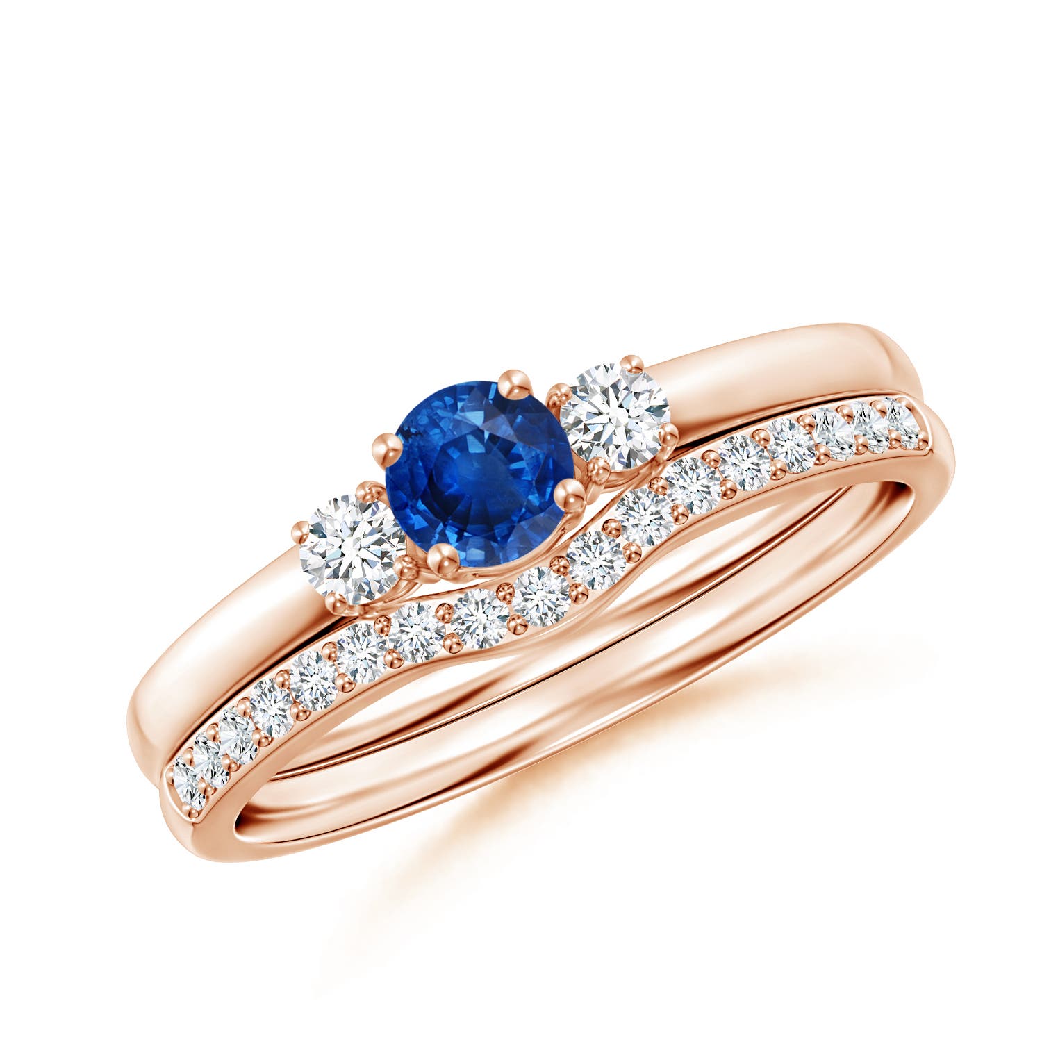 AAA - Blue Sapphire / 0.64 CT / 14 KT Rose Gold