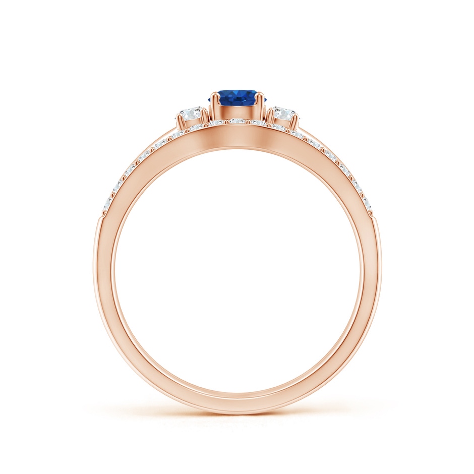 4mm AAA Sapphire and Diamond Three Stone Bridal Set in Rose Gold side-1