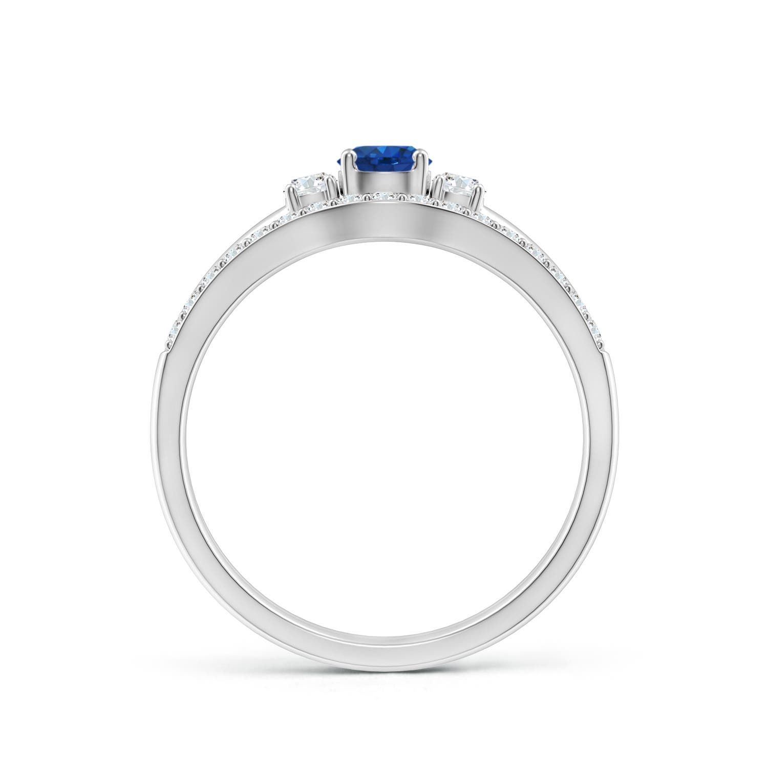 AAA - Blue Sapphire / 0.64 CT / 14 KT White Gold