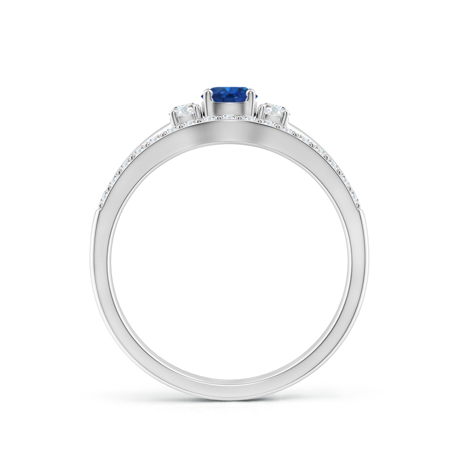 4mm AAA Sapphire and Diamond Three Stone Bridal Set in White Gold side-1