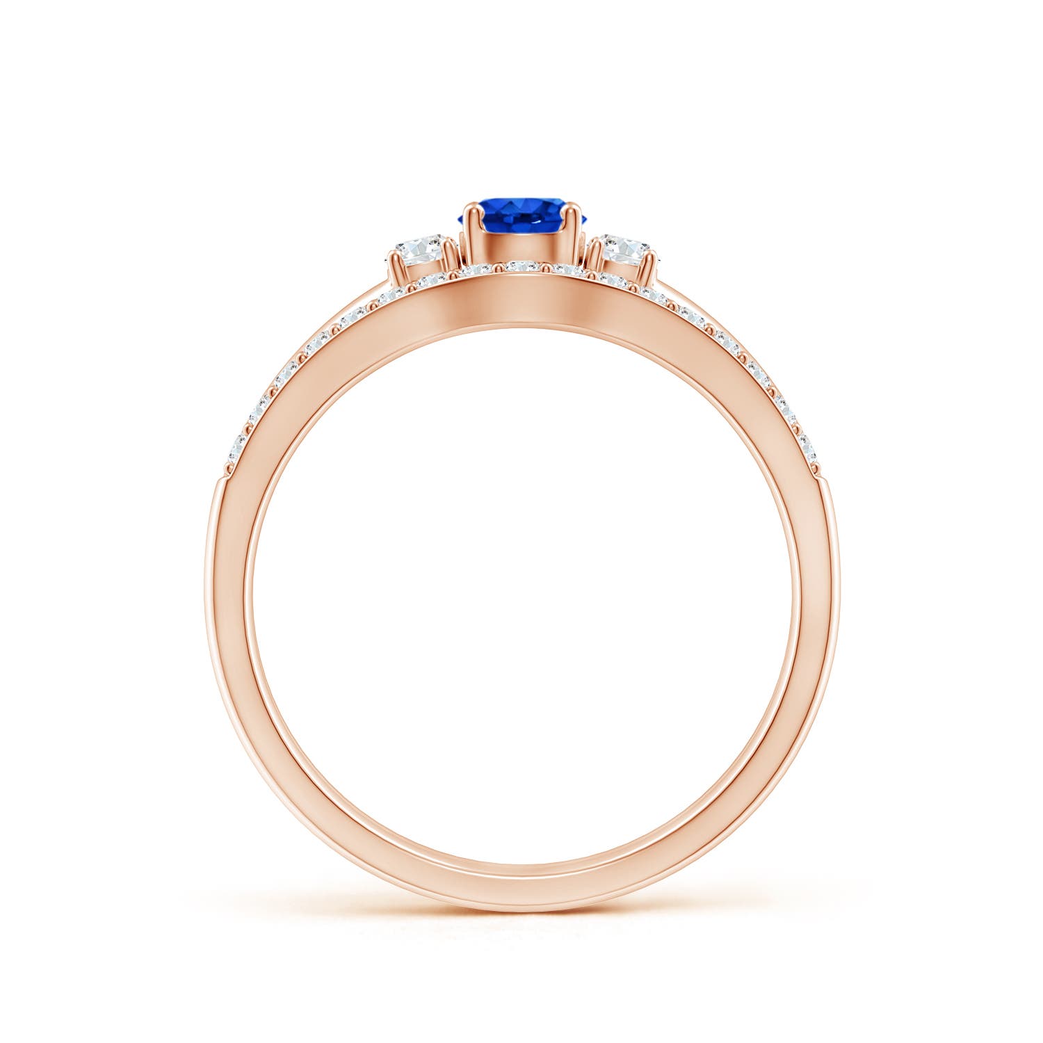 AAAA - Blue Sapphire / 0.64 CT / 14 KT Rose Gold