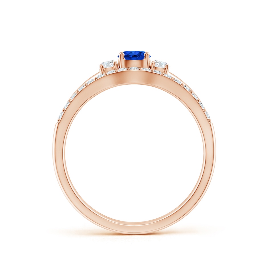 4mm AAAA Sapphire and Diamond Three Stone Bridal Set in Rose Gold side-1