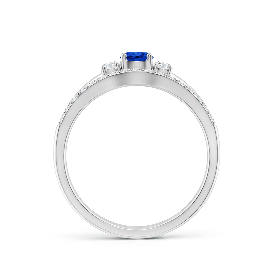 4mm AAAA Sapphire and Diamond Three Stone Bridal Set in White Gold side-1