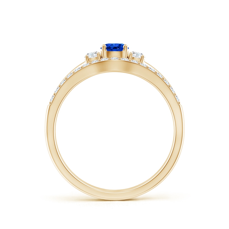 4mm AAAA Sapphire and Diamond Three Stone Bridal Set in Yellow Gold side-1