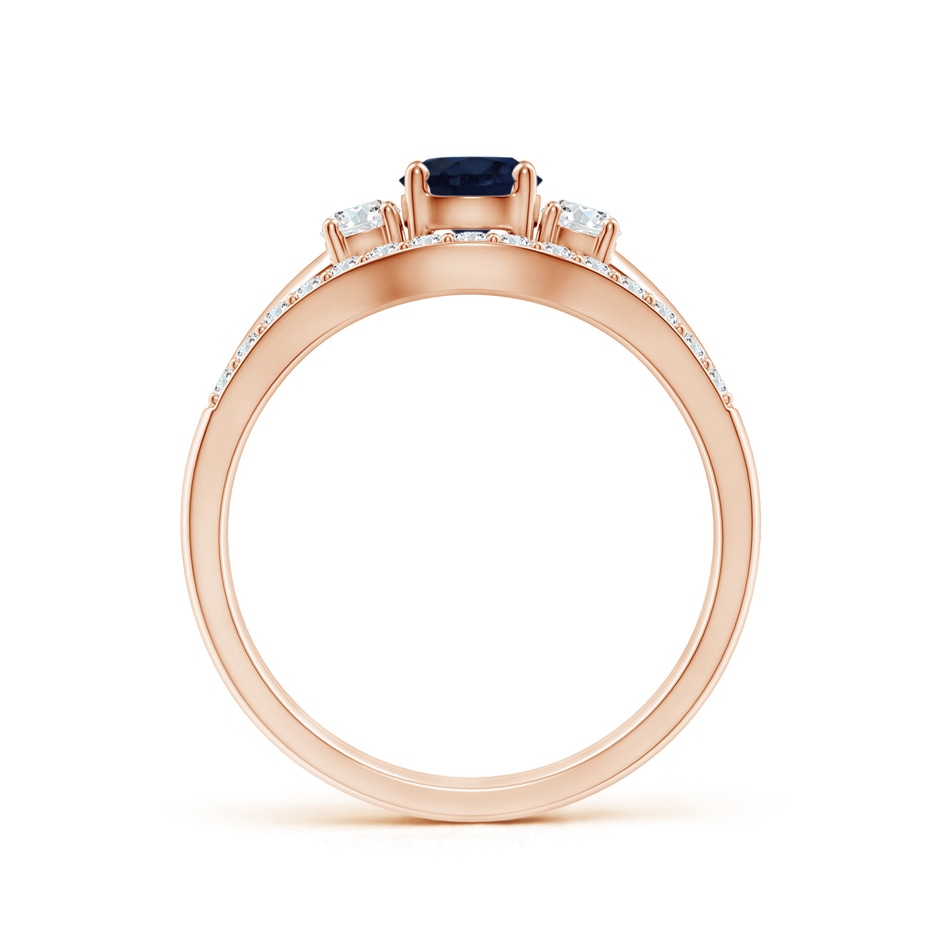 5mm A Sapphire and Diamond Three Stone Bridal Set in Rose Gold side-1