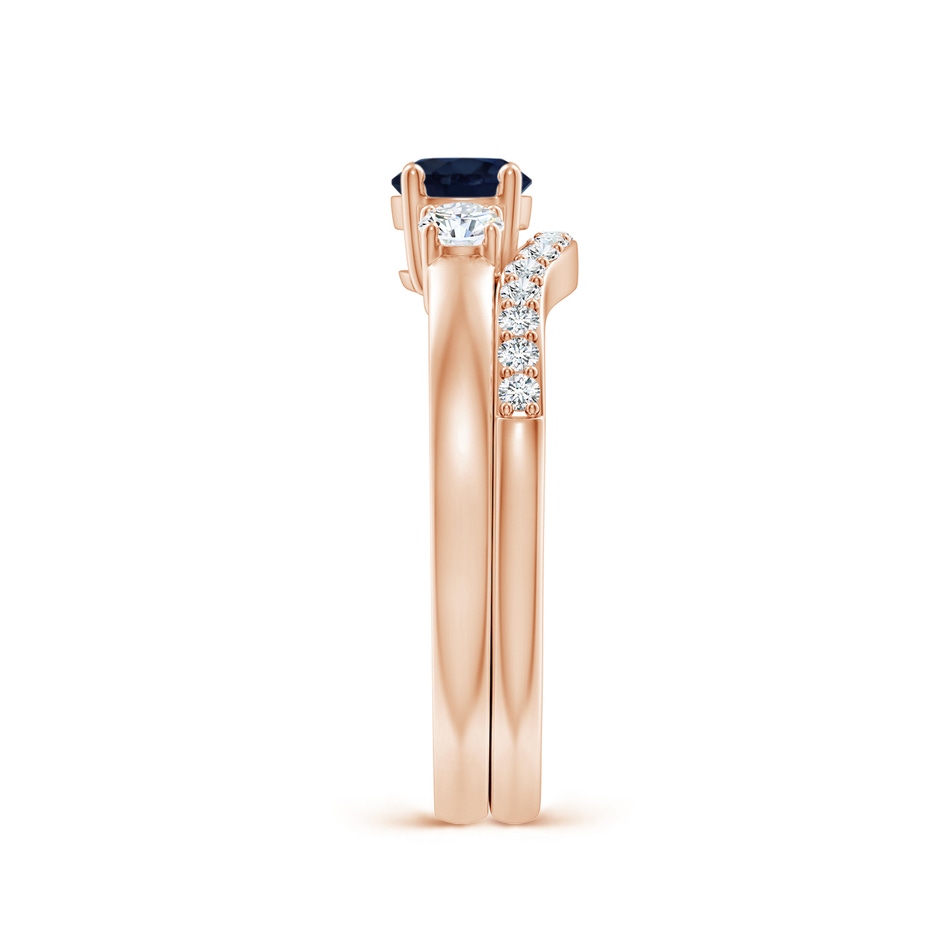 5mm A Sapphire and Diamond Three Stone Bridal Set in Rose Gold side-2