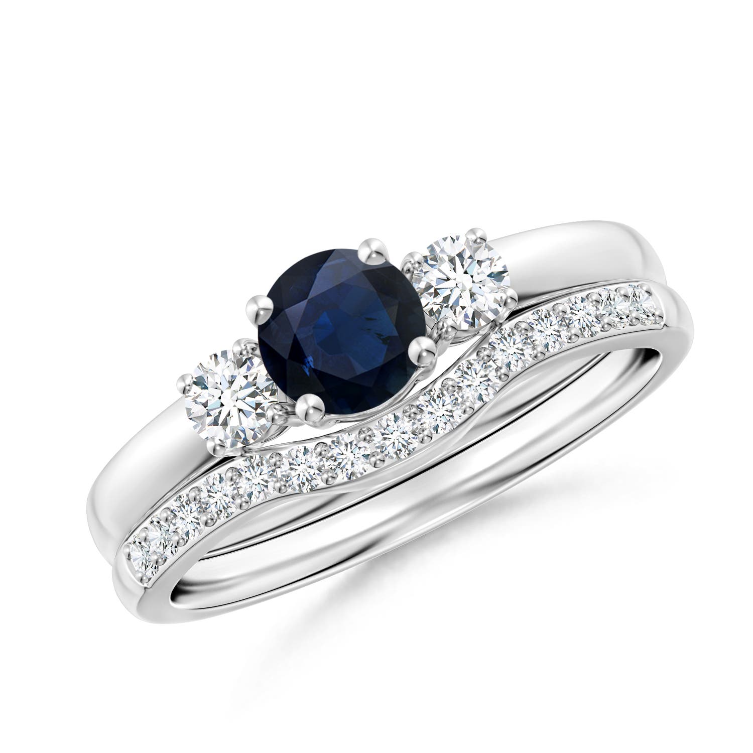 A - Blue Sapphire / 0.99 CT / 14 KT White Gold