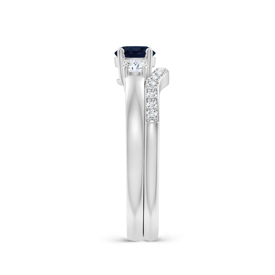 5mm A Sapphire and Diamond Three Stone Bridal Set in White Gold side-2