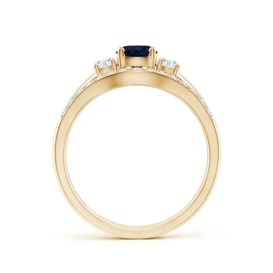 5mm A Sapphire and Diamond Three Stone Bridal Set in Yellow Gold side-1