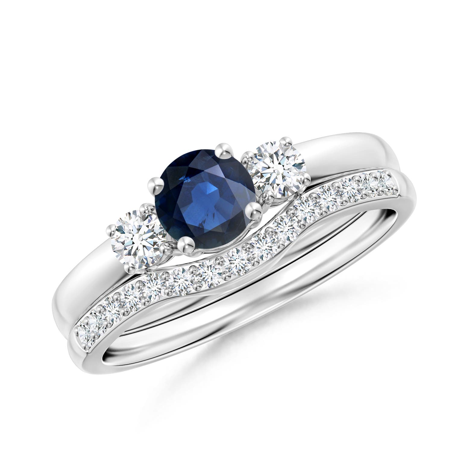 AA - Blue Sapphire / 0.99 CT / 14 KT White Gold