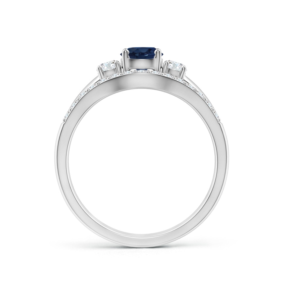5mm AA Sapphire and Diamond Three Stone Bridal Set in White Gold side-1