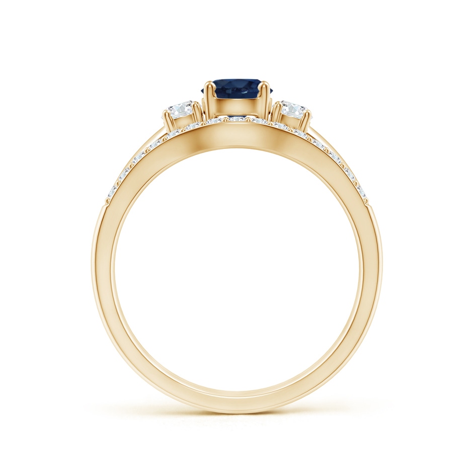 5mm AA Sapphire and Diamond Three Stone Bridal Set in Yellow Gold side-1