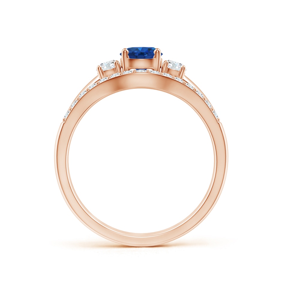 5mm AAA Sapphire and Diamond Three Stone Bridal Set in Rose Gold side-1