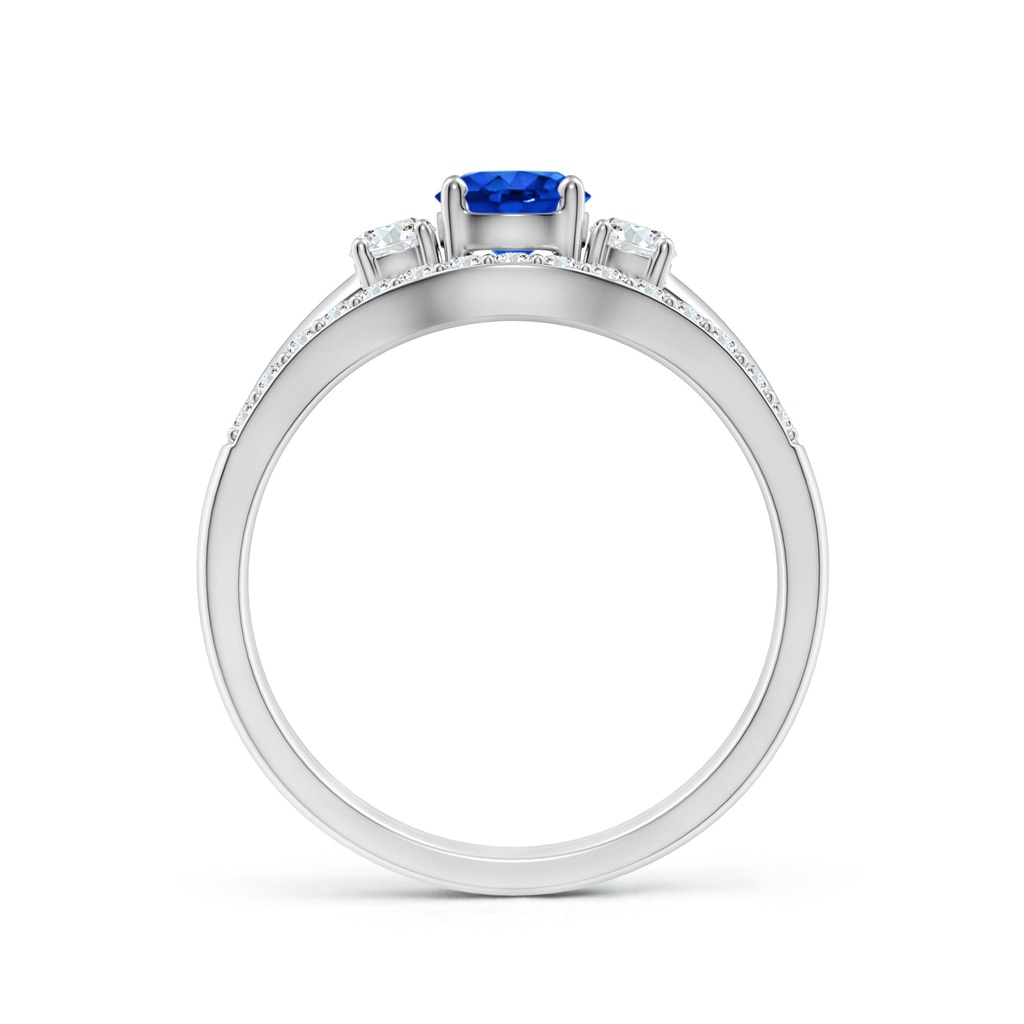 5mm AAAA Sapphire and Diamond Three Stone Bridal Set in P950 Platinum Side-1