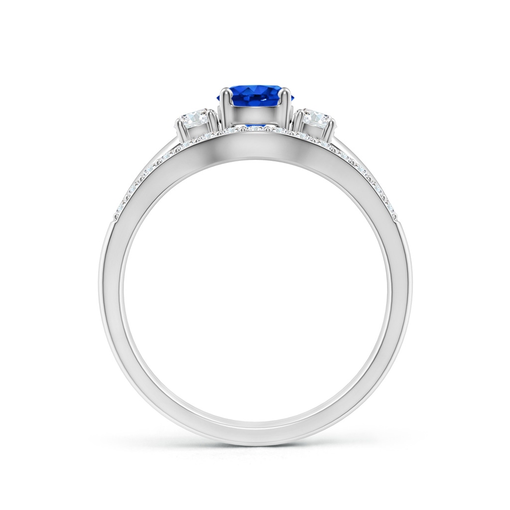 5mm AAAA Sapphire and Diamond Three Stone Bridal Set in P950 Platinum - side_1