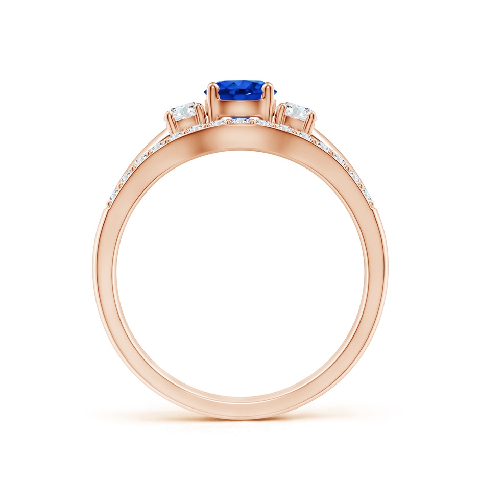 5mm AAAA Sapphire and Diamond Three Stone Bridal Set in Rose Gold side-1