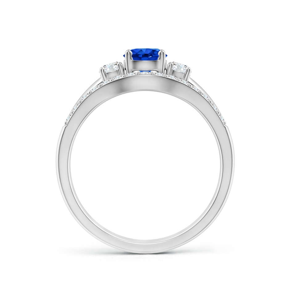 5mm AAAA Sapphire and Diamond Three Stone Bridal Set in White Gold side-1