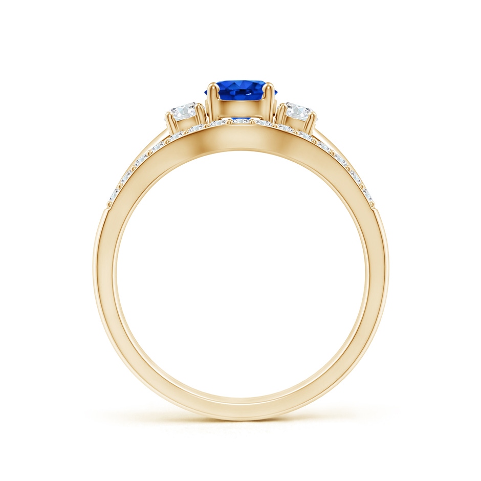 5mm AAAA Sapphire and Diamond Three Stone Bridal Set in Yellow Gold side-1