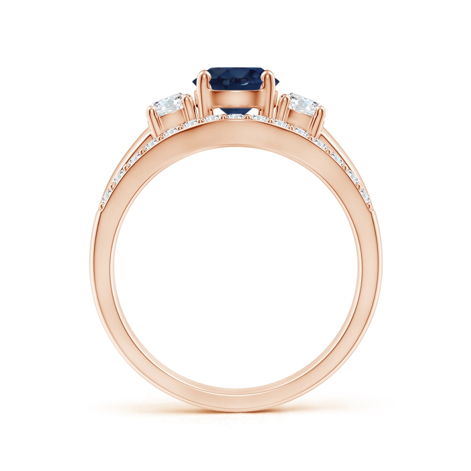 6mm AA Sapphire and Diamond Three Stone Bridal Set in Rose Gold side-1
