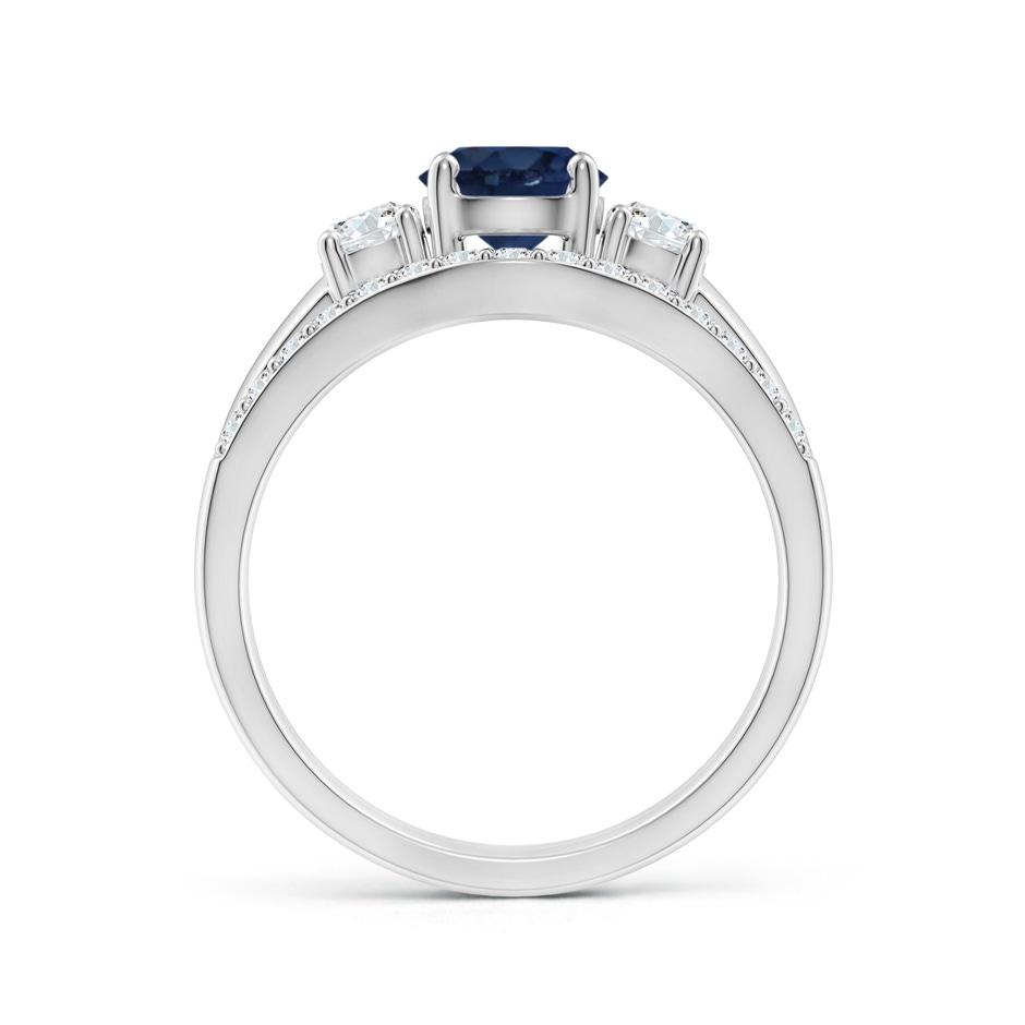 6mm AA Sapphire and Diamond Three Stone Bridal Set in White Gold side-1
