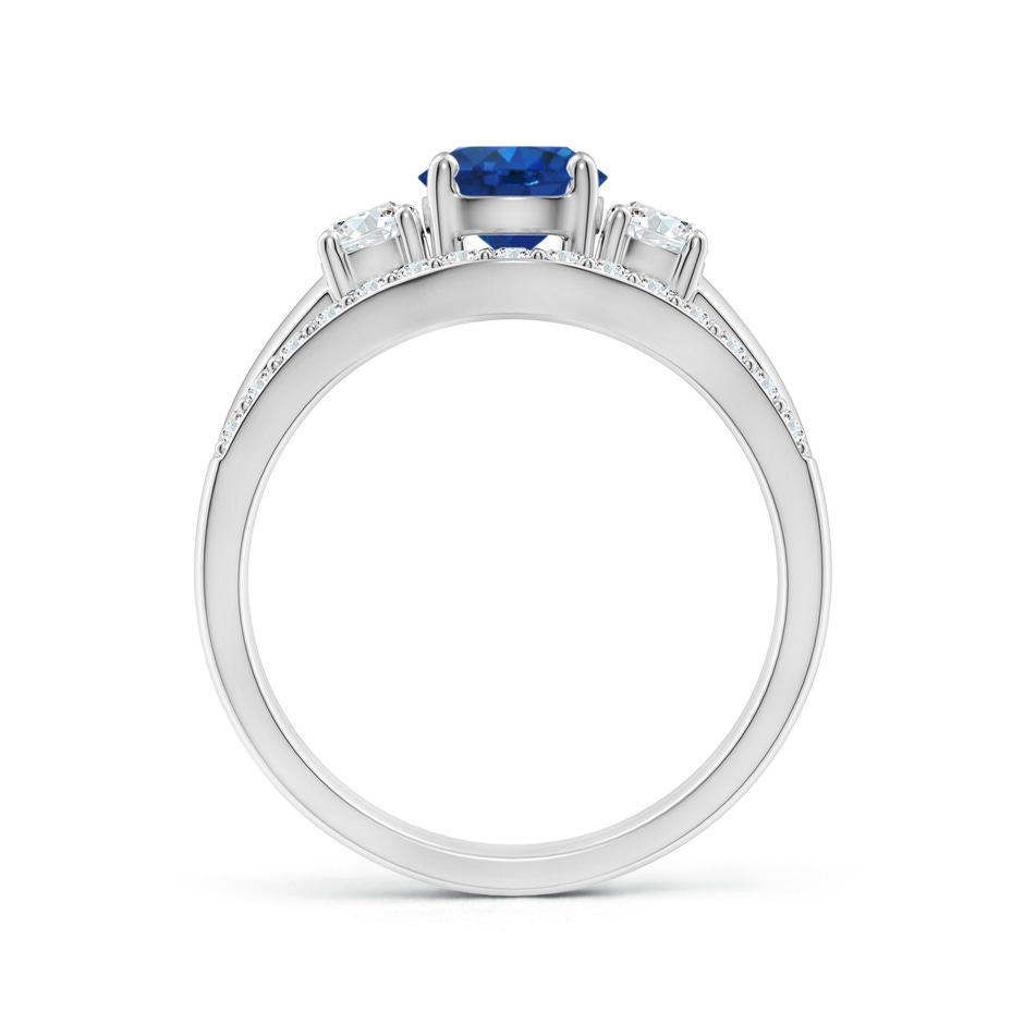 6mm AAA Sapphire and Diamond Three Stone Bridal Set in P950 Platinum side-1