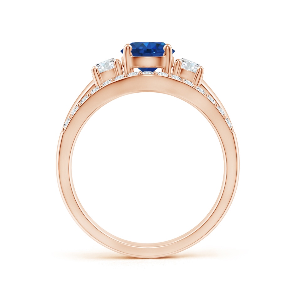 6mm AAA Sapphire and Diamond Three Stone Bridal Set in Rose Gold side-1