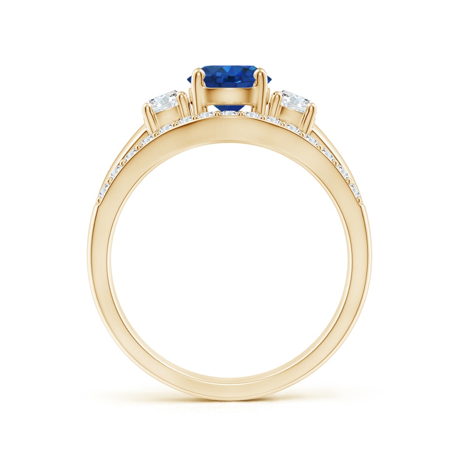 6mm AAA Sapphire and Diamond Three Stone Bridal Set in Yellow Gold side-1