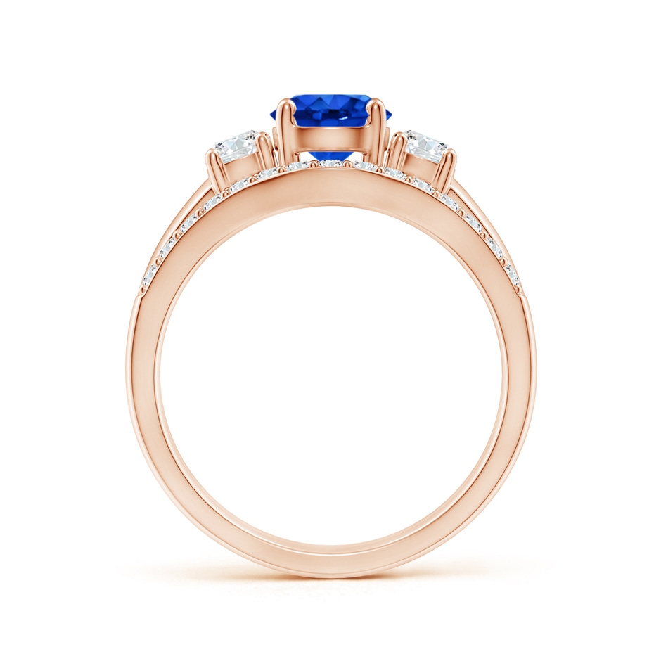 6mm AAAA Sapphire and Diamond Three Stone Bridal Set in Rose Gold side-1