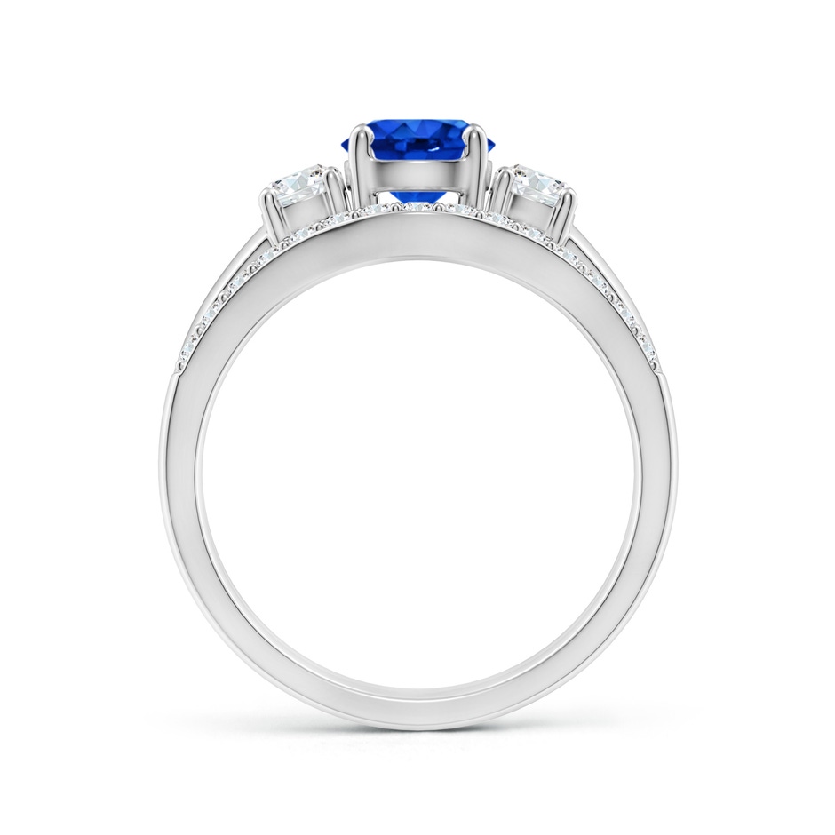 6mm AAAA Sapphire and Diamond Three Stone Bridal Set in White Gold side-1