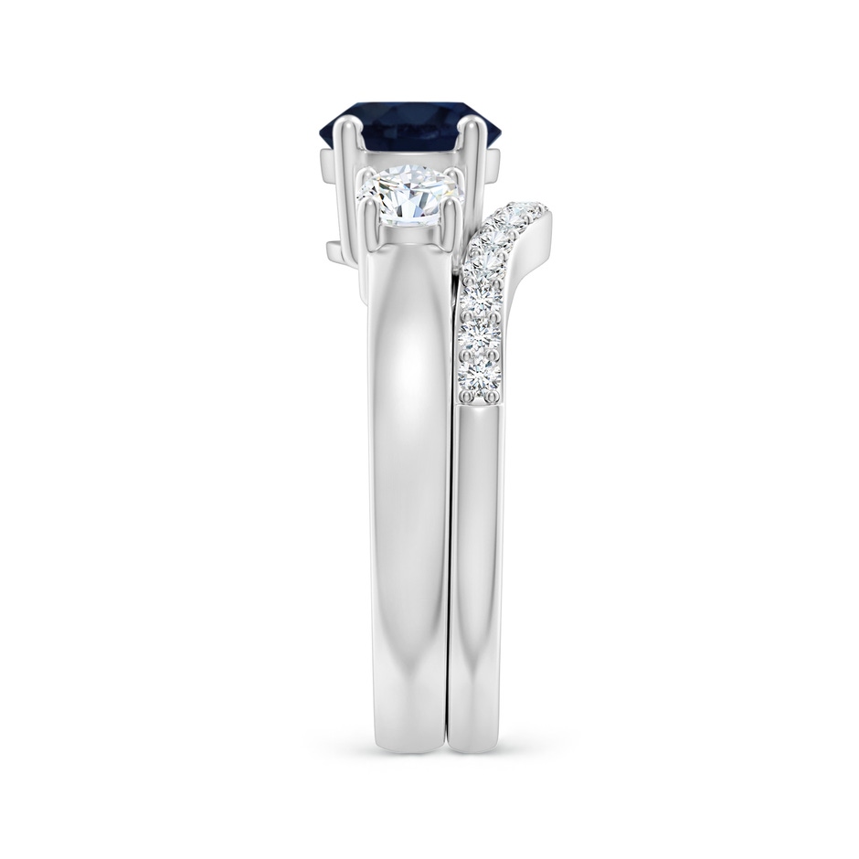 7mm A Sapphire and Diamond Three Stone Bridal Set in White Gold side-2