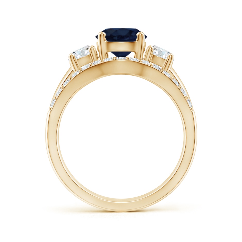7mm A Sapphire and Diamond Three Stone Bridal Set in Yellow Gold side-1