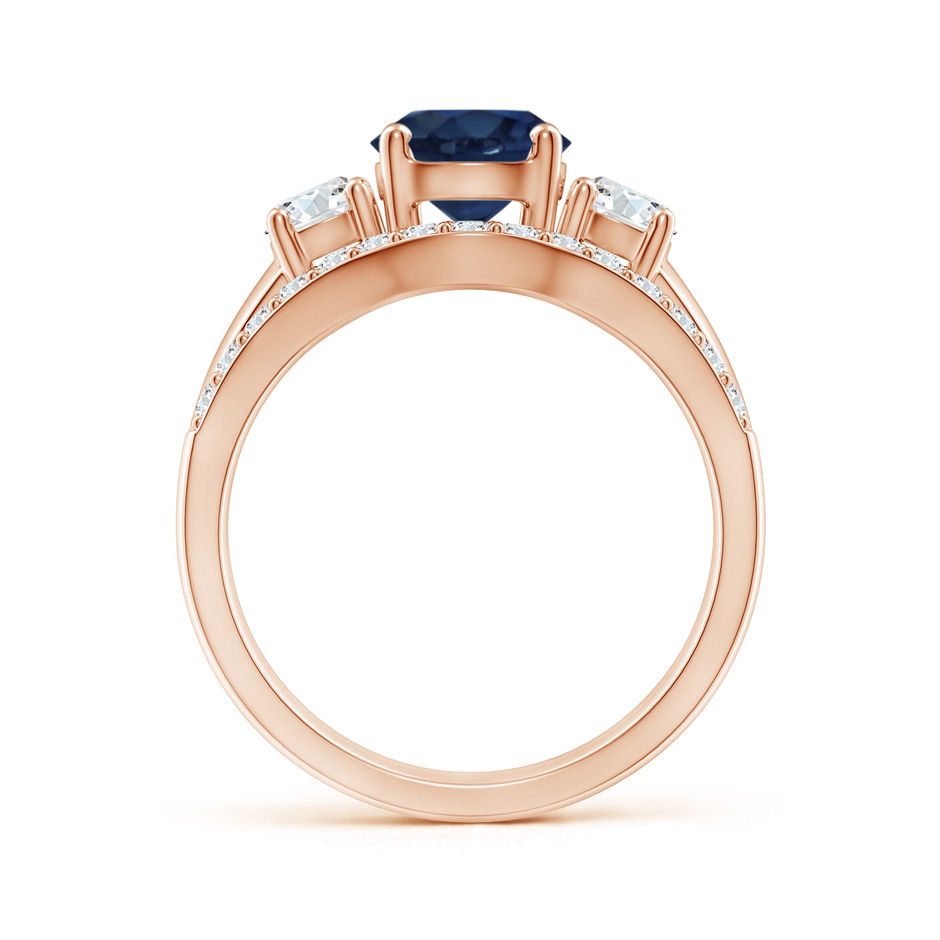 7mm AA Sapphire and Diamond Three Stone Bridal Set in Rose Gold side-1