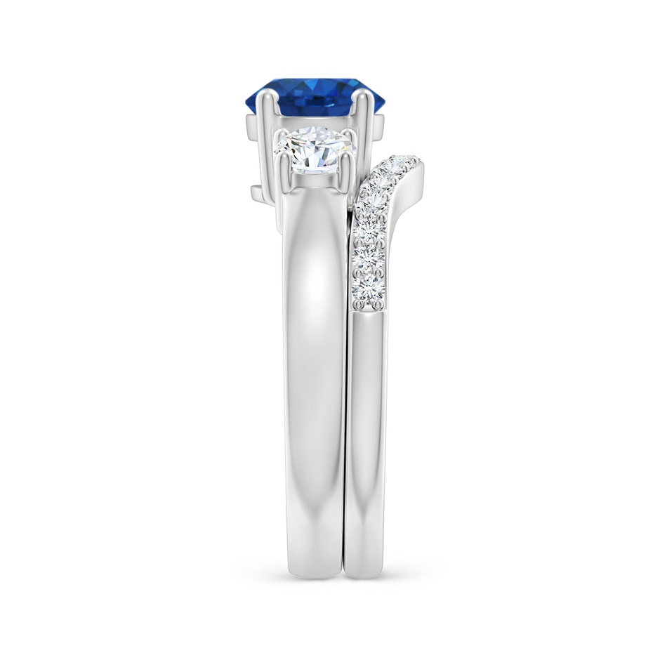 7mm AAA Sapphire and Diamond Three Stone Bridal Set in P950 Platinum side-2