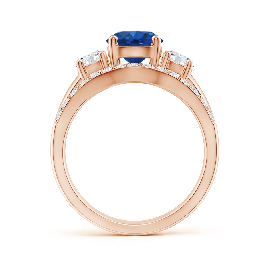7mm AAA Sapphire and Diamond Three Stone Bridal Set in Rose Gold side-1