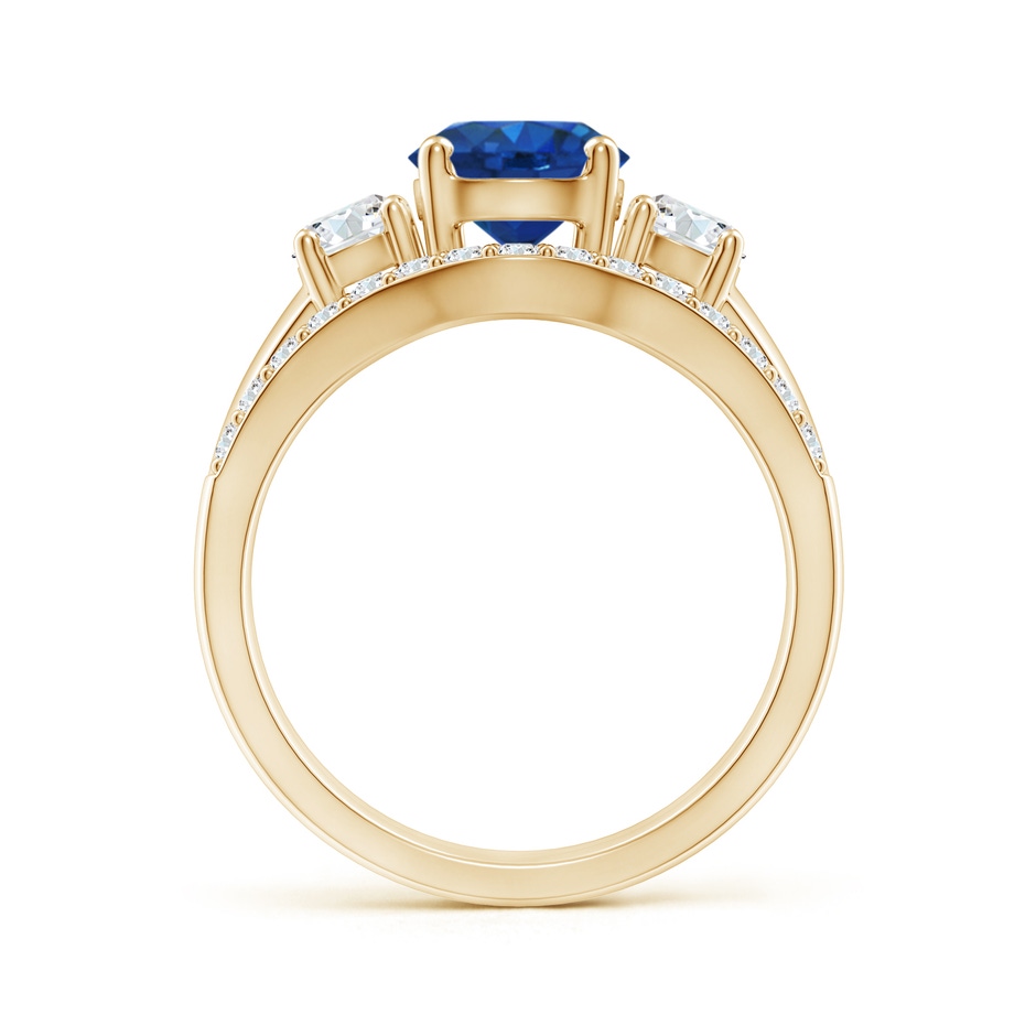 7mm AAA Sapphire and Diamond Three Stone Bridal Set in Yellow Gold side-1