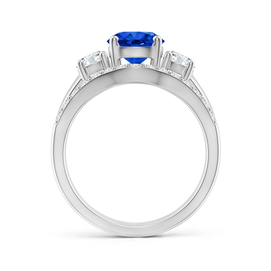 7mm AAAA Sapphire and Diamond Three Stone Bridal Set in P950 Platinum side-1